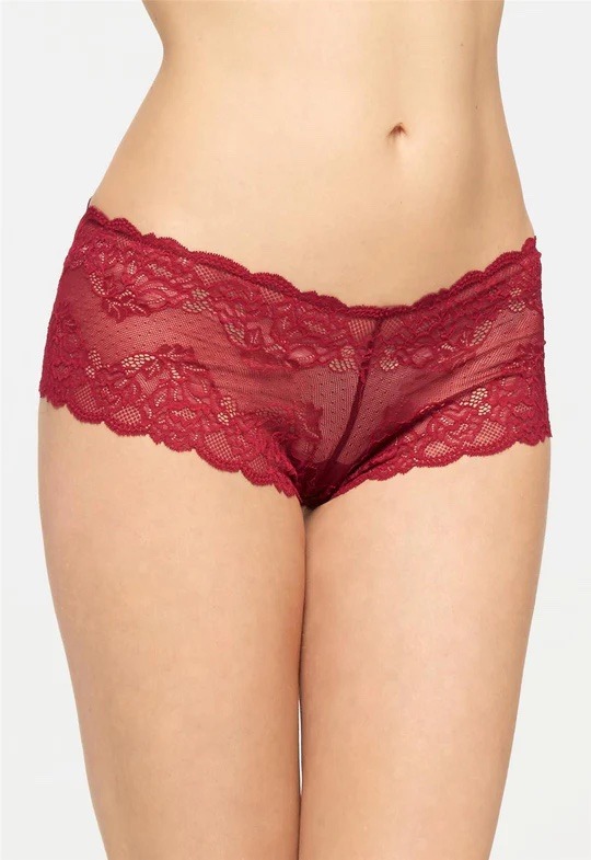 Montelle Lace Cheeky Boyshort-Merlot - Uplift Intimate Apparel