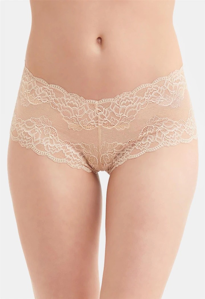 Montelle Lace Cheeky Boyshort-Sand - Uplift Intimate Apparel