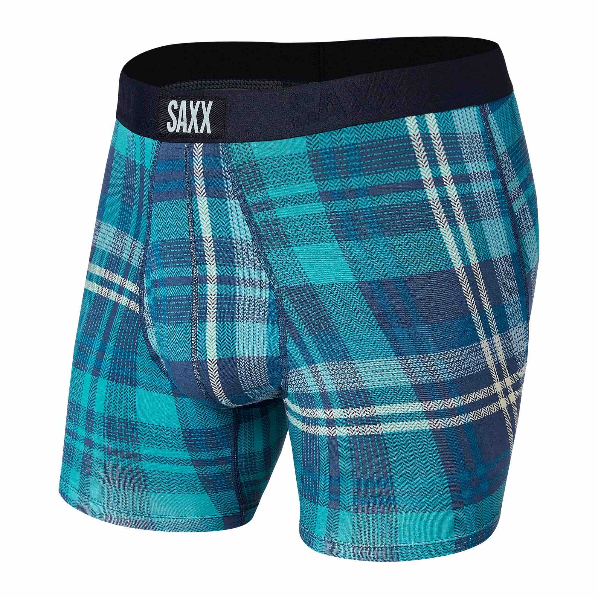 Saxx Ultra Boxer Brief-Blue Free Fall Plaid - Uplift Intimate Apparel