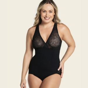 Leaonisa Sheer Stripe Detail Sculpting Bodysuit