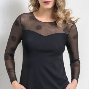 Moretta Mesh Dot Long Sleeve Top