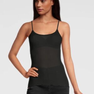 Oscalito Spaghetti Silk Organza Ribbed Cami